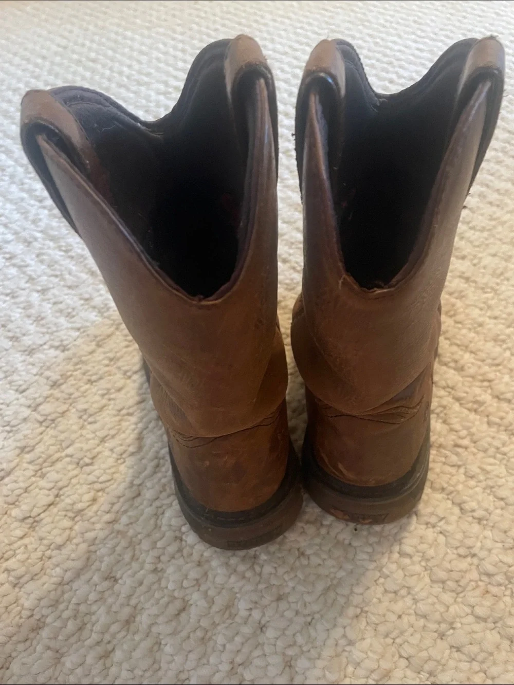 Boys Rocky Brown Leather Work Boots size 13.5